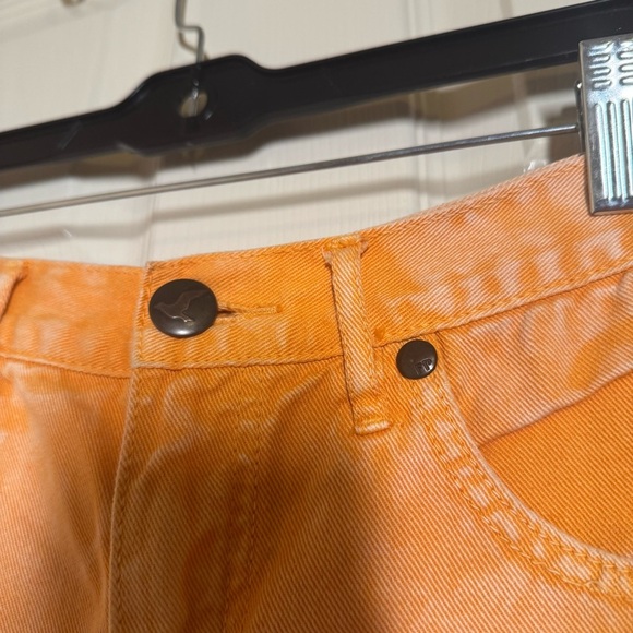 Free People Orange Frayed Fall Jean Shorts Size w 26 - Picture 4 of 10